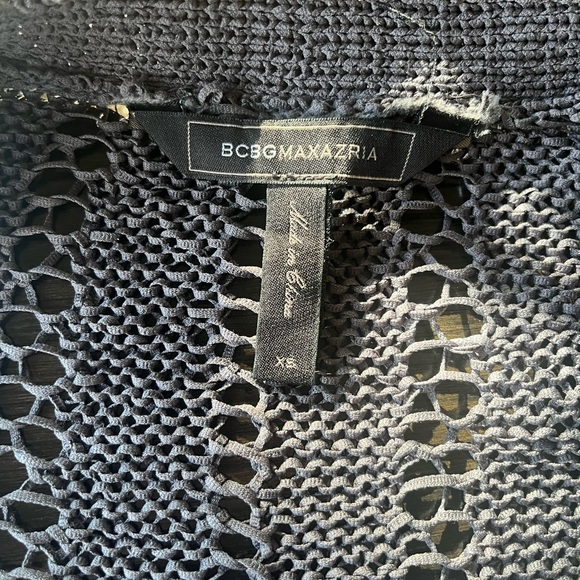 BCBGMaxAzria Gray Shiny Open-Knit Cardigan - Picture 3 of 3